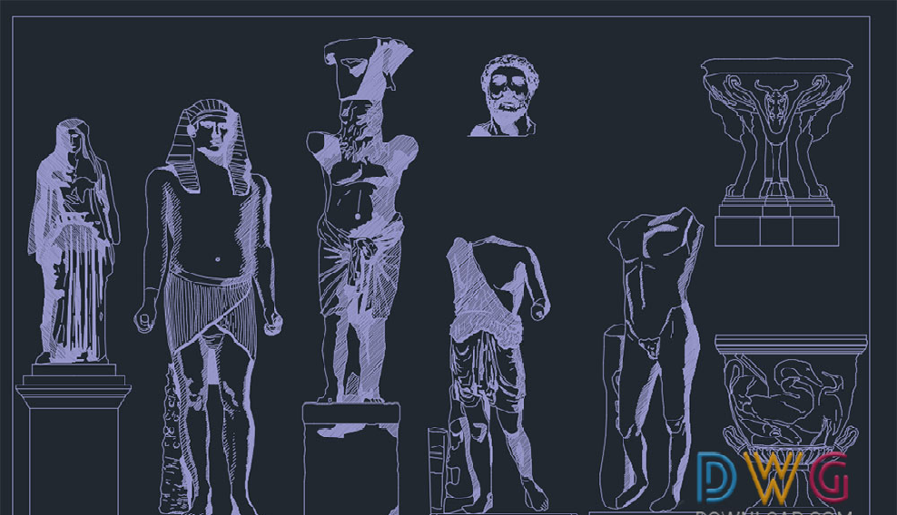  دانلود فایل معماری مجسمه سنگی (Stone Statues) DWG  برای AutoCAD